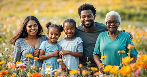 Happy healthy family